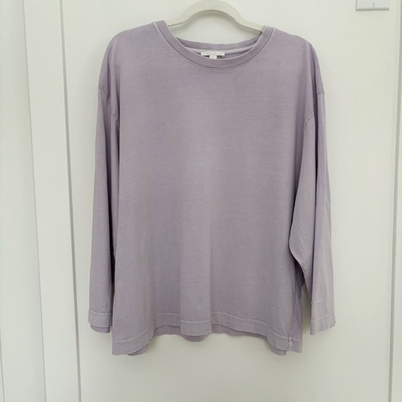 COS Flowy Boxy Oversized Basic Top Long Sleeve T-Shirt Lavender Lilac Size S - Picture 4 of 7